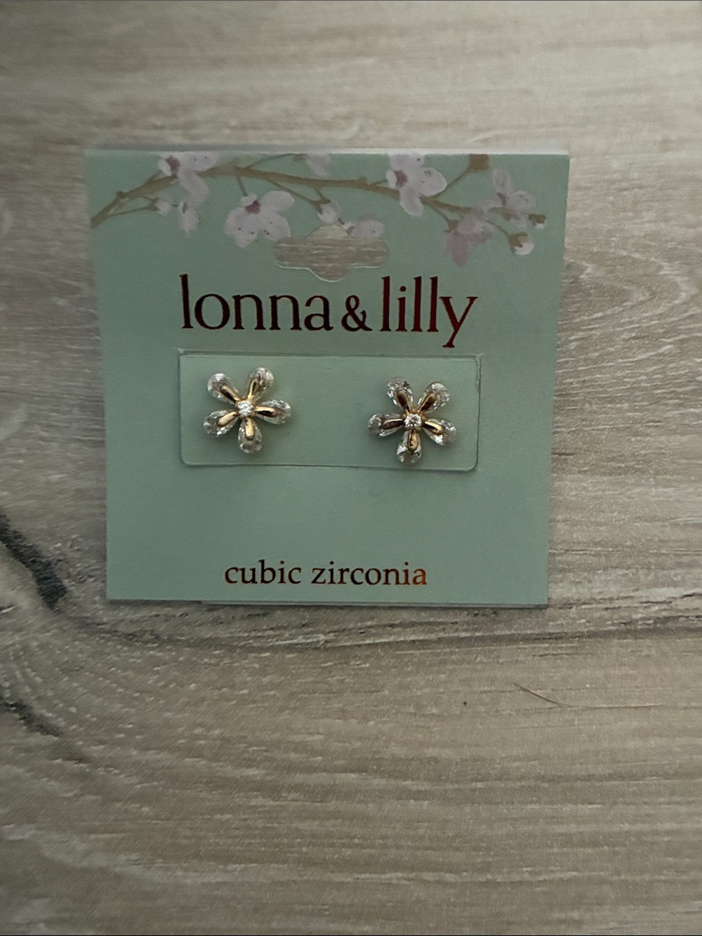 lonna & lilly Two-Tone Floral Cubic Zirconia Stud Earrings - Gold & Silver